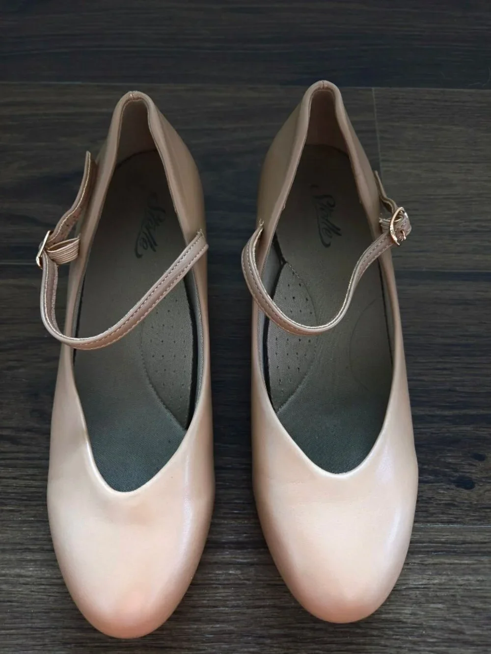💙 Stelle Tan Faux Leather Mary Jane Kitten Size 8 Heel Character Dance Shoes Vi